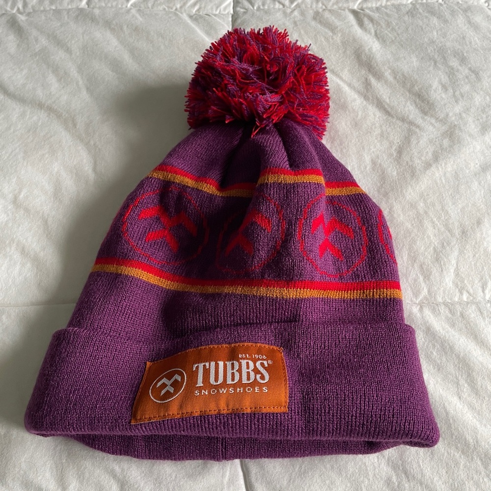 Tubbs Purple and Red Pom-Pom Toque